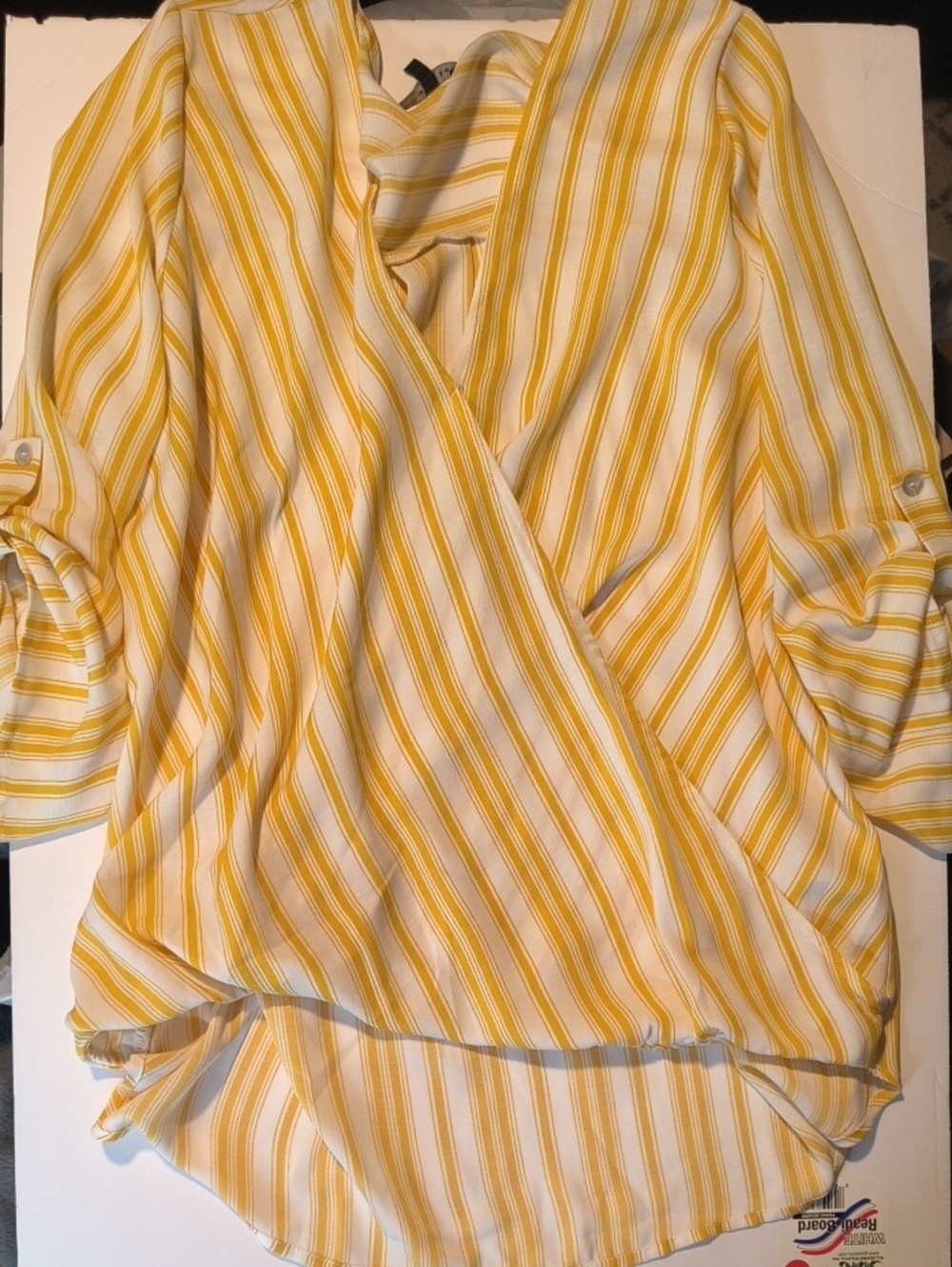 Striped Yellow & White Wrap Blouse - Women